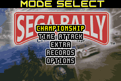 SEGA Rally Championship (Game Boy Advance) screenshot: Menu screen.