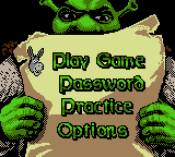 Shrek: Fairy Tale Freakdown (Game Boy Color) screenshot: Main menu.