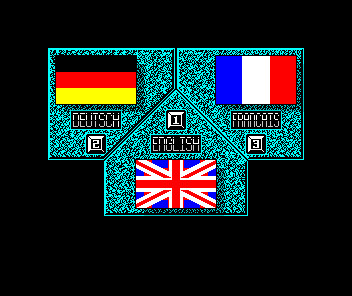 Captain Fizz Meets the Blaster-Trons (ZX Spectrum) screenshot: Language selection