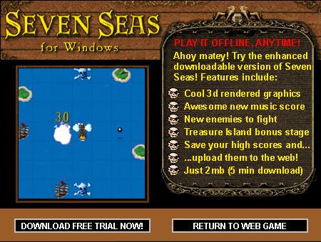 Seven Seas Deluxe (Browser) screenshot: Nag screen