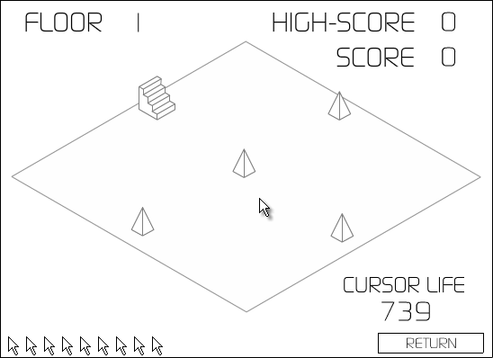 Cursor*10 [2nd session] (Browser) screenshot: Start of the first level