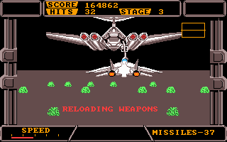 After Burner II (DOS) screenshot: Stage 3 - Night, refuel and reload