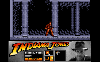 Indiana Jones and the Last Crusade: The Action Game (Amiga) screenshot: Level 2 - Starting in the catacombs.