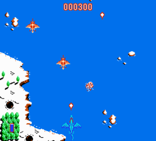 Dragon Spirit (NES) screenshot: Some of your enemies are in the air and need to be shot at with your air attack