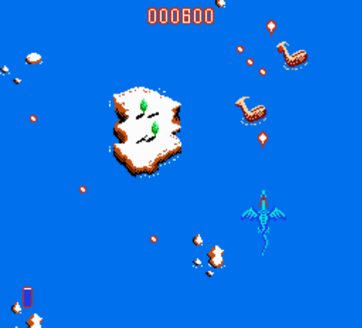 Dragon Spirit (NES) screenshot: And some enemies are on the ground and need to be shot at with your ground attack