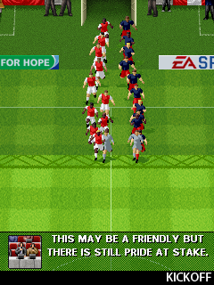 FIFA 09 (J2ME) screenshot: Players entering the pitch