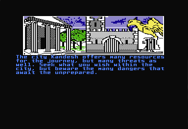 Dragonworld (Commodore 64) screenshot: Now your friend is hurt...and you, a mere boy, are the only one who has been given the information needed to ride to the rescue. But, you'll need help.