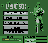 Army Men 2 (Game Boy Color) screenshot: In-game menu