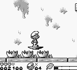 The Smurfs' Nightmare (Game Boy) screenshot: On a platform in the kitchen