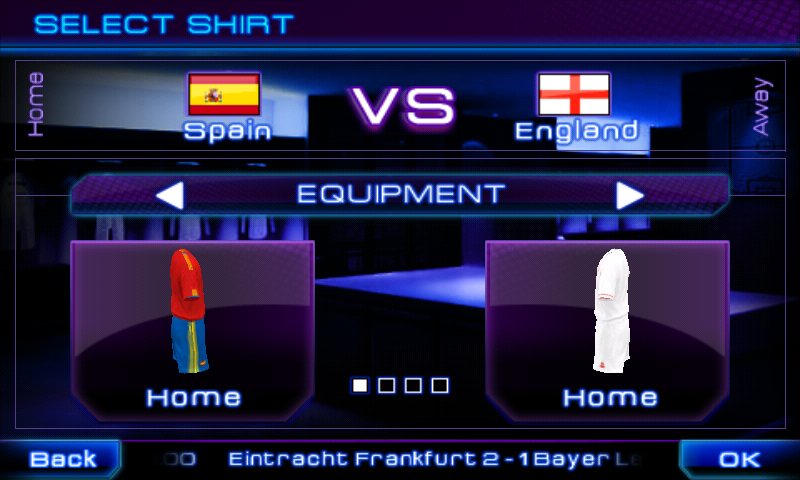 Real Soccer 2011 (Android) screenshot: Shirt selection