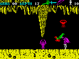 Underwurlde (ZX Spectrum) screenshot: Important passages guarded by bosses.