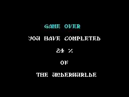 Underwurlde (ZX Spectrum) screenshot: Game Over.