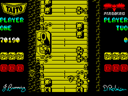 Sky Shark (ZX Spectrum) screenshot: Aircraft carrier.