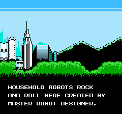 Mega Man 4 (NES) screenshot: Opening cinematic - telling the story of how Mega Man came to be