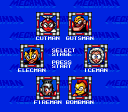 Mega Man: The Wily Wars (Genesis) screenshot: Mega Man 1 stage selection