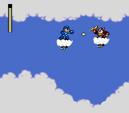 Mega Man: The Wily Wars (Genesis) screenshot: On a flying platform (Mega Man 2)