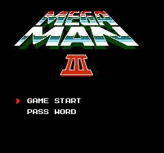 Mega Man 3 (NES) screenshot: Title screen