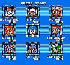 Mega Man 6 (NES) screenshot: Choosing which boss to go up against