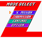 Mega Man Xtreme 2 (Game Boy Color) screenshot: A redesigned menu screen.