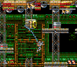 Mega Turrican (Genesis) screenshot: Using the rope