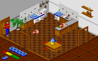 Devon Aire in the Hidden Diamond Caper (Atari ST) screenshot: The kitchen