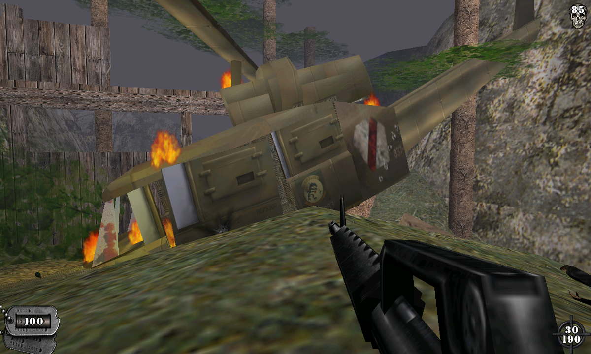 Vietnam: Black Ops (Windows) screenshot: A crashed helicopter