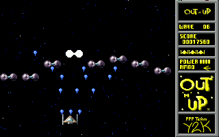 Out 'M' Up (DOS) screenshot: Peace through superior firepower