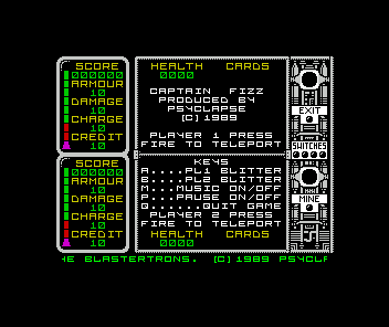 Captain Fizz Meets the Blaster-Trons (ZX Spectrum) screenshot: Main menu