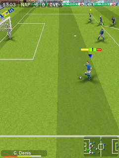 FIFA 09 (Symbian) screenshot: Attempting a shot