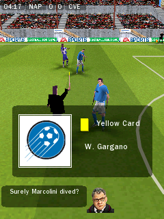 FIFA 09 (Symbian) screenshot: Gargano getting booked