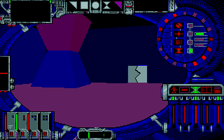 Cybercon III (Atari ST) screenshot: Moving through strange rooms