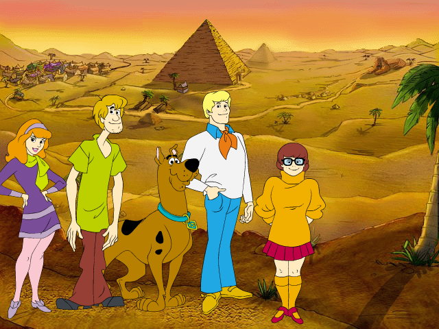 Scooby-Doo!: Jinx at the Sphinx (Windows) screenshot: Over the pyramid terrain