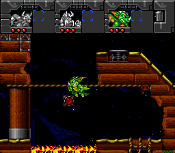 Norse by Norse West: The Return of the Lost Vikings (SNES) screenshot: Scorch the dragon