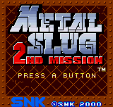 Metal Slug 2nd Mission (Neo Geo Pocket Color) screenshot: Title screen.