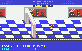Metro Cross (Atari ST) screenshot: Level 1 completed in the nick of time