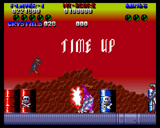 Plexu: The Time Travellers (Amiga) screenshot: Time up, game over