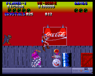 Plexu: The Time Travellers (Amiga) screenshot: Product placement