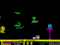 Kosmic Kanga (ZX Spectrum) screenshot: Level 2 - The Desert.