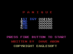 Panique (MSX) screenshot: Title screen