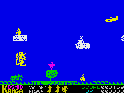 Kosmic Kanga (ZX Spectrum) screenshot: Level 6 - The Country.