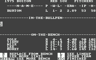 MicroLeague Baseball (Atari ST) screenshot: Selecting your players