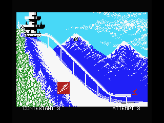 Winter Games (MSX) screenshot: Ski Jump... off you go!