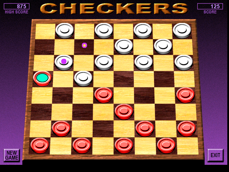 Card & Board Games 2 (Windows) screenshot: The game of Checkers is uncredited<br>It plays the rule where a player is forced to take a piece