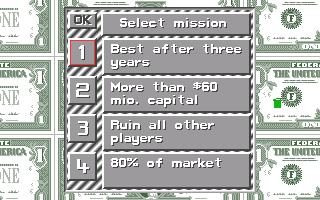 Black Gold (Amiga) screenshot: Select your mission