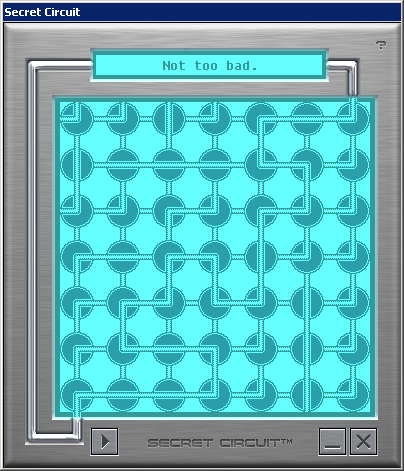 Card & Board Games 2 (Windows) screenshot: The game "Secret Circuit" requires the player to rotate the symbols to complete a path between the top right and bottom left corners