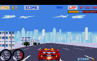 Turbo Out Run (Atari ST) screenshot: Blast off with turbo-boost!