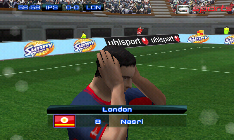 Real Soccer 2011 (Android) screenshot: Samir Nasri holding his head