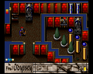 Peter Spinaze's Final Odyssey: Theseus verses the Minotaur (Amiga) screenshot: A the later levels of the labyrinth.