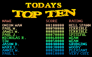 Elf (Amiga) screenshot: Top ten