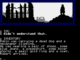 Mindfighter (ZX Spectrum) screenshot: Commands